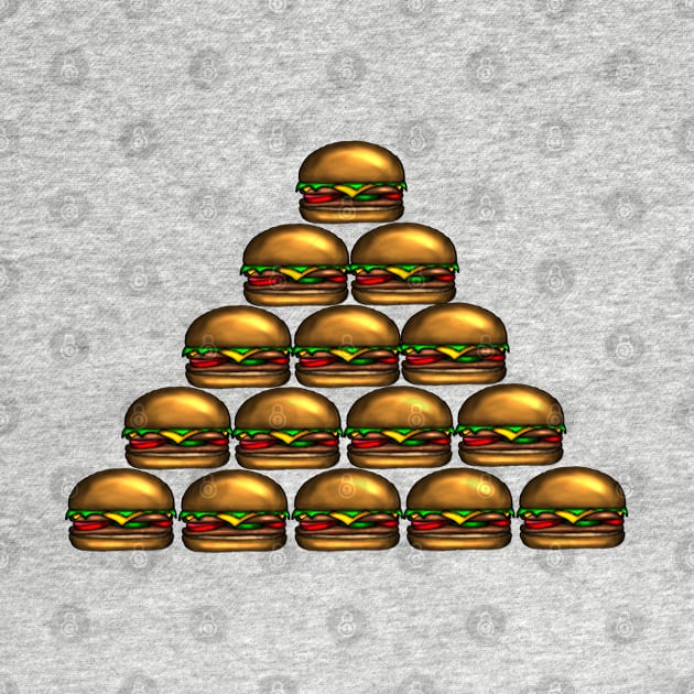 Pyramid made with Hamburger/ Burger/ Cheeseburger by emyzingdesignz